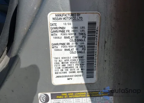 2004 Infiniti Fx35 z USA, uszkodzony, nr VIN JNRAS08UX4X106491